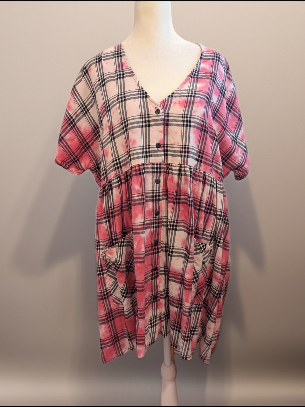 dELiA*s Pink Plaid 90s Y2K Grunge Babydoll Dress